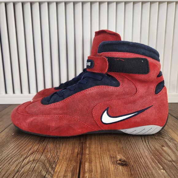 VTG Nike Air Drive Pro S Racing Compound Mens Sz 9 Red Suede Pit Crew Shoes Cars - Picture 3 of 9